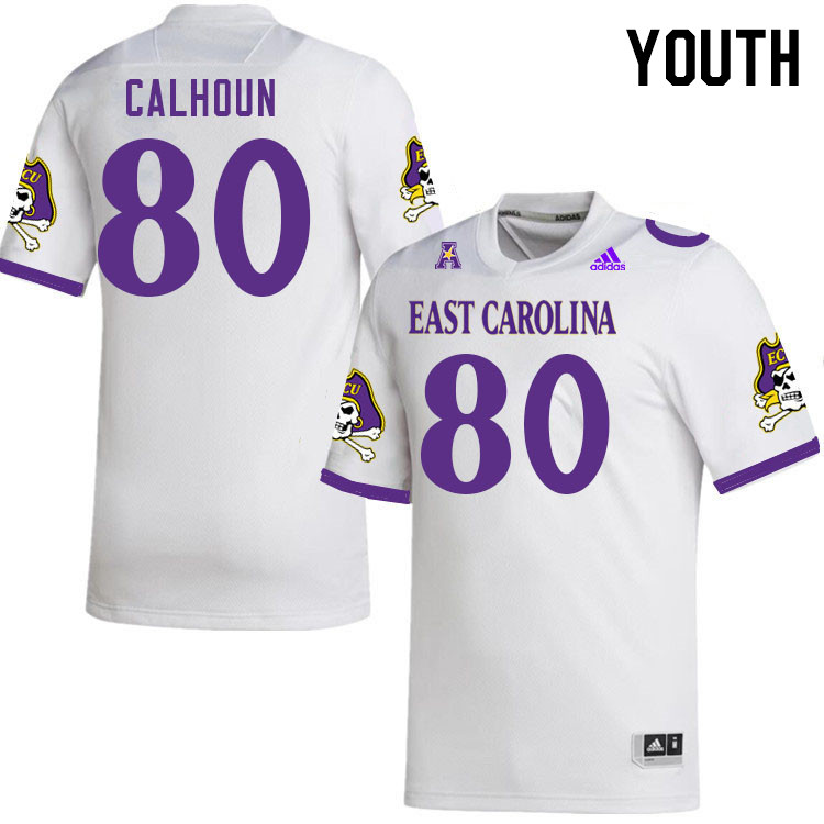 Youth #80 Shane Calhoun ECU Pirates 2023 College Football Jerseys Stitched-White